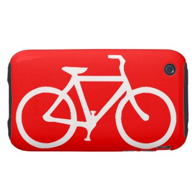 Bicycle: White on Red Tough Iphone 3 Cover by sk2id3oo
