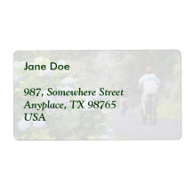 Bicycles and hydrangeas personalised shipping label