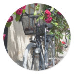 Bicycles and roses in Sweden Round Sticker