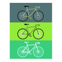 Bicycles - Green Post Cards