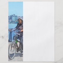Bicycling Along Pier A Hoboken NJ Full Color Flyer