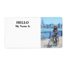 Bicycling Along Pier A Hoboken NJ Shipping Labels