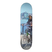 Bicycling Along Pier A Hoboken NJ Custom Skateboard
