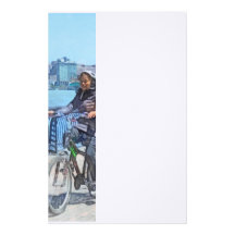 Bicycling Along Pier A Hoboken NJ Stationery Design