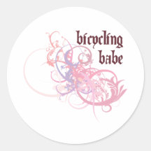Bicycling Babe Round Sticker