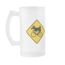 Bicycling Deer Crossing Highway Sign Mug