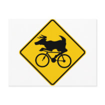 Bicycling Deer Crossing Highway Sign Postcard