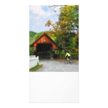 Bicyclist at Middle Bridge Woodstock VT Customized Photo Card