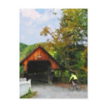 Bicyclist at Middle Bridge Woodstock VT Postcard