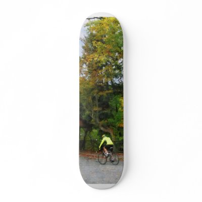 Bicyclist at Middle Bridge Woodstock VT Skateboards by SusanSavad