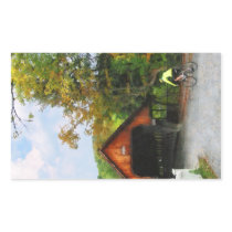 Bicyclist at Middle Bridge Woodstock VT Rectangle Sticker