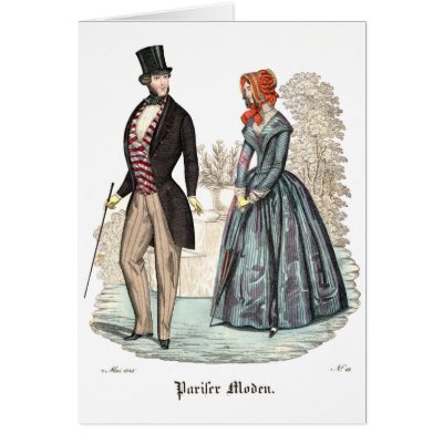 Biedermeier Fashion Illustration Greeting Card by AntiqueImages