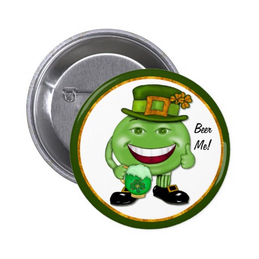 Bière et shamrocks verts - bière je pin's avec agrafe