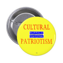 BIFF: Cultural Patriotism - Blue and Red on Yellow Pinback Button