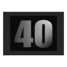 Big 40 With Dots Invitation, Black and Grey