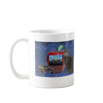 Big Apple Chartreux mug by HappyBlueCat
