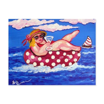 Big Beach Diva Martini Relaxing Post Card by reniebritenbucher