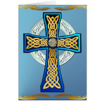 Big Blue Celtic Cross Card