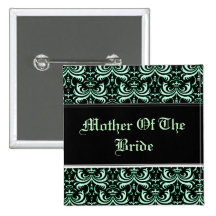 Big Bold Damask (Apple Green) (Wedding) Pinback Buttons