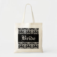Big Bold Damask (Black) (Wedding) Canvas Bags