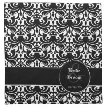 Big Bold Damask (Black) (Wedding) Printed Napkin