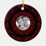 Big Bold Damask (Red) (Wedding) Christmas Tree Ornaments