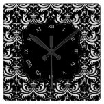 Big Bold Damask (White) Clocks