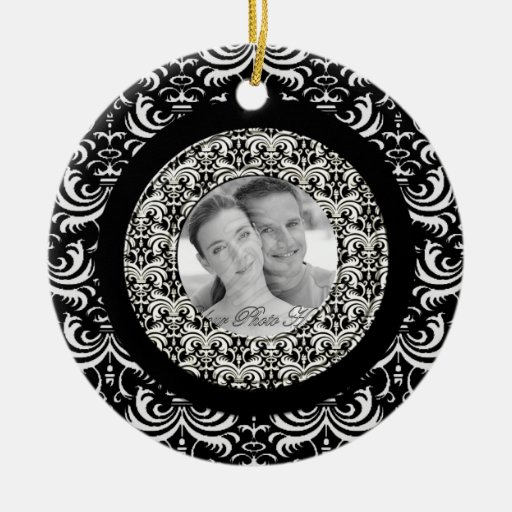 Big Bold Damask (White) (Wedding) Christmas Tree Ornaments