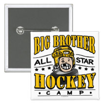Big Brother Hockey Yellow Helmet Pinback Button