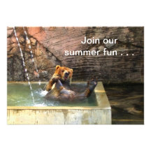 Big Brown Bear Taking a Bath Custom Invite