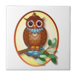 Big Brown Owl  Oval Tile-Trivet