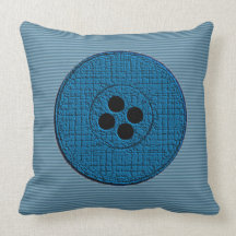 Big Buttons (blue) Throw Pillows