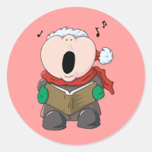 Big Cheeks Caroler Round Stickers