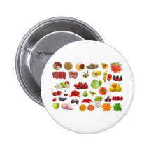 big collection of fruits and vegetables buttons