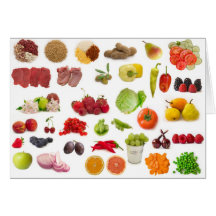 big collection of fruits and vegetables card