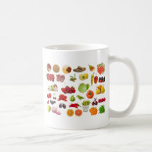 big collection of fruits and vegetables coffee mug