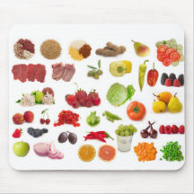 big collection of fruits and vegetables mouse pads