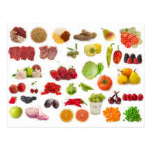 big collection of fruits and vegetables post cards