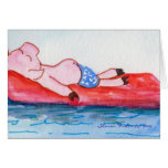 Big Daddy Pig Floating on Raft Card