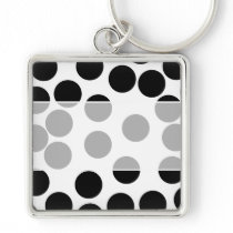 Big Dots. Black and White Pattern. Key Chains
