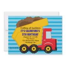 Big Dump truck Boys Birthday Invitation