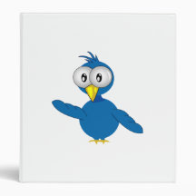 Big-Eyed Blue Cartoon Bird Binders