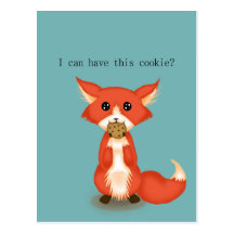 Big Eyed Fox Eating A Cookie Postcard