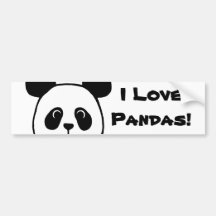 Big Face Panda Cartoon Bumper Stickers