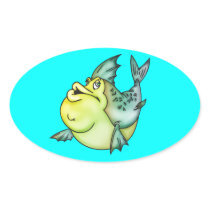 Big Fish Little Pond Oval Sticker