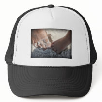 Big Foot Little Foot at the Beach Florida gulf Trucker Hats