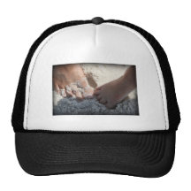 Big Foot Little Foot at the Beach Florida gulf Trucker Hats