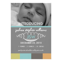 Big four colors baby boy announcement