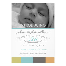 Big four colors baby boy invites