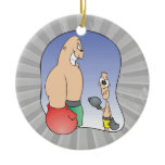 big guy vs little guy funny boxing cartoon christmas ornaments